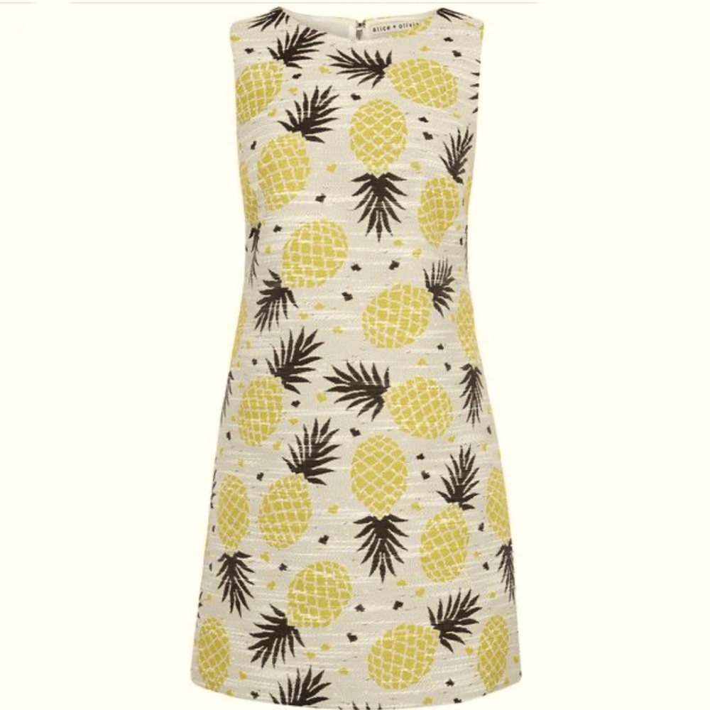 Alice + Olivia Clyde 🍍Pineapple🍍Print Shift Dress | Size 8 | Resort ☀️🕶️ - Picture 2 of 8